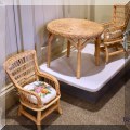 Y03. American Girl doll wicker table and chairs. 